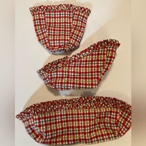 Longaberger Lot of 3 different Cherry Red Plaid fabric basket liners
